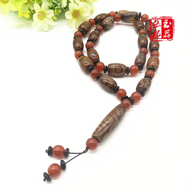 Tibetan Style Tibet Beads Sky Eye as Right as Rain Agate Jade Necklace Sweater Chain