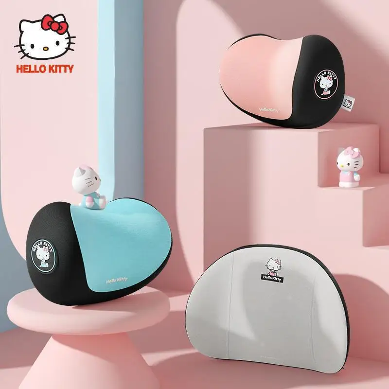 Hello Kitty Car Headrest Neck Pillow Lumbar Support Cartoon Sanrio Cute Waist Seat Cushion Car Accessories Interior Woman