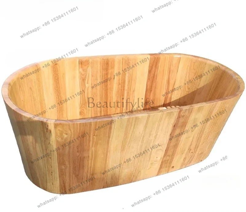Practical Adult Wooden Bath Tub Solid Wood Simple Modern
