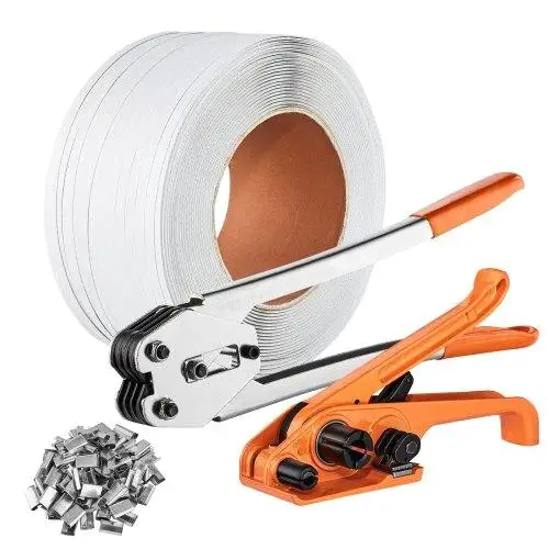 PP Banding Strapping Kit with Strapping Tensioner Tool, Banding Sealer Tool, 328 ft Length, 100 Metal Seals, Pallet Packaging