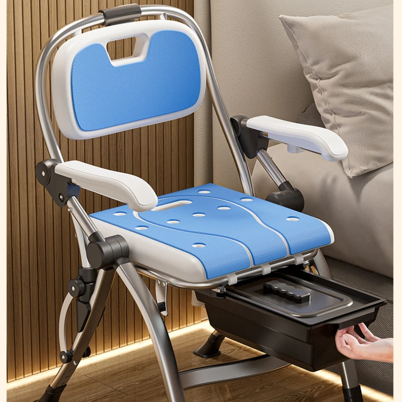 Bathroom Chair for Elderly with Backres Folding Shower Seat for Safety Non-Slip Locking Ideal for Senior Citizen Pregnant Women
