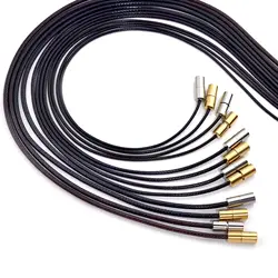 1.5/2/2.5mm Black Brown Leather Cord DIY Bracelet Necklace Jewelry Making Leather Rope With Stainless Steel Clasp String Chain