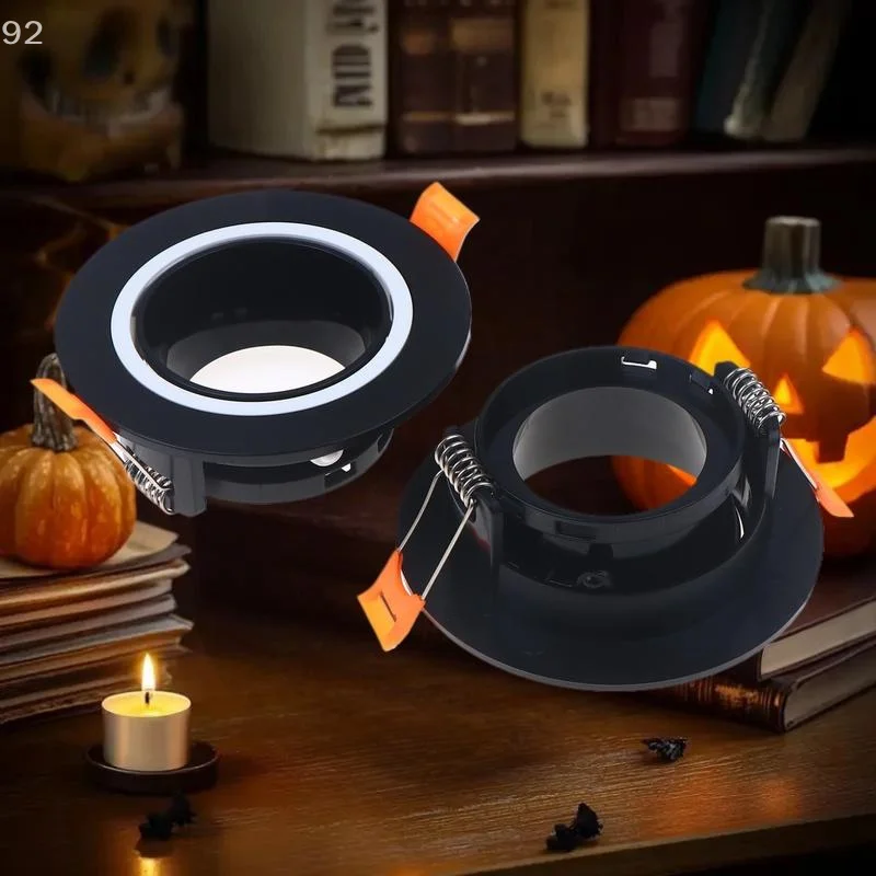 1Pcs GU10 Lamp Holder Round Light Kit, Ceiling Adjustable Spotlight in Black White