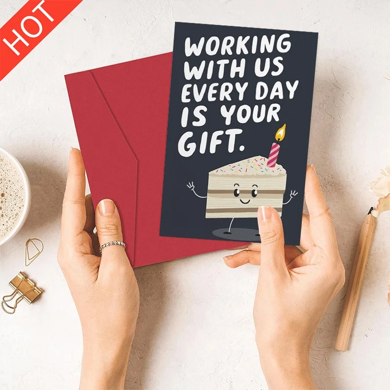 

Funny Birthday Card for Coworker, Working With Us Daily Is Your Gift Themed Humorous Office Greeting Card