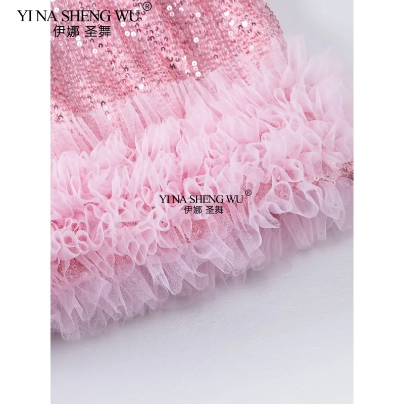 Robe de princesse d'automne pour filles, Tutu de fête élégant, jupe en maille à paillettes moelleuses, en Tulle, robes d'anniversaire, nouvelle collection