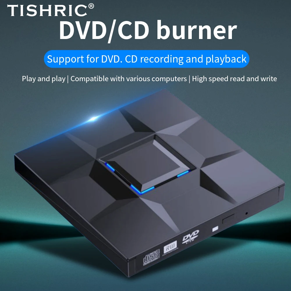 

Внешний DVD-привод TISHRIC USB 3.0 Type-C, CD-проигрыватель, оптический привод для CD, DVD, RW, устройство записи DVD для ноутбука