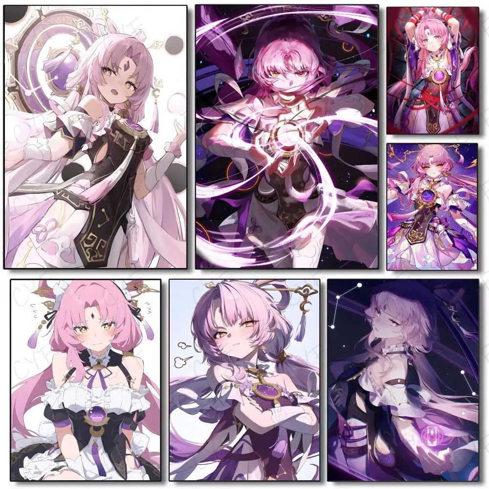 gamercharacter icecharacter H-Honkai: Star Rail Fu Xuan Poster Painting Wall Art Mural for Living Room Home Decor and Gifts