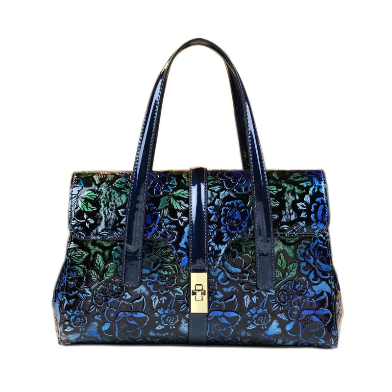 

Floral Women Leather Tote Bag Vintage Female Handbag Luxury Fashion Ladies Shoulder or Crossbody Bag