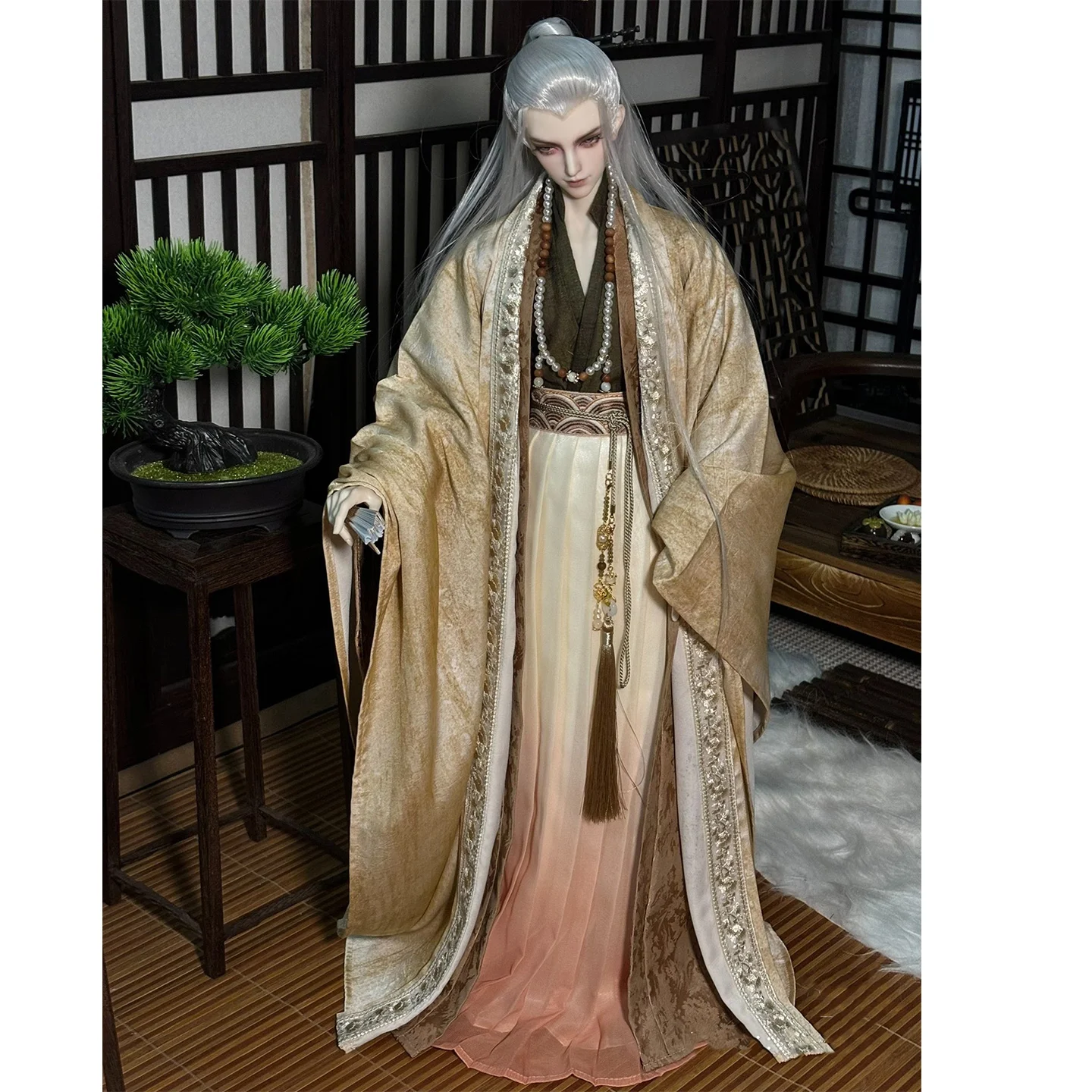 

1/3 BJD Hanfu Ancient Costume Robe Dress Warrior Outfit For Longhun73 ID75 Strong Uncle Doll Clothes Accessories A2184