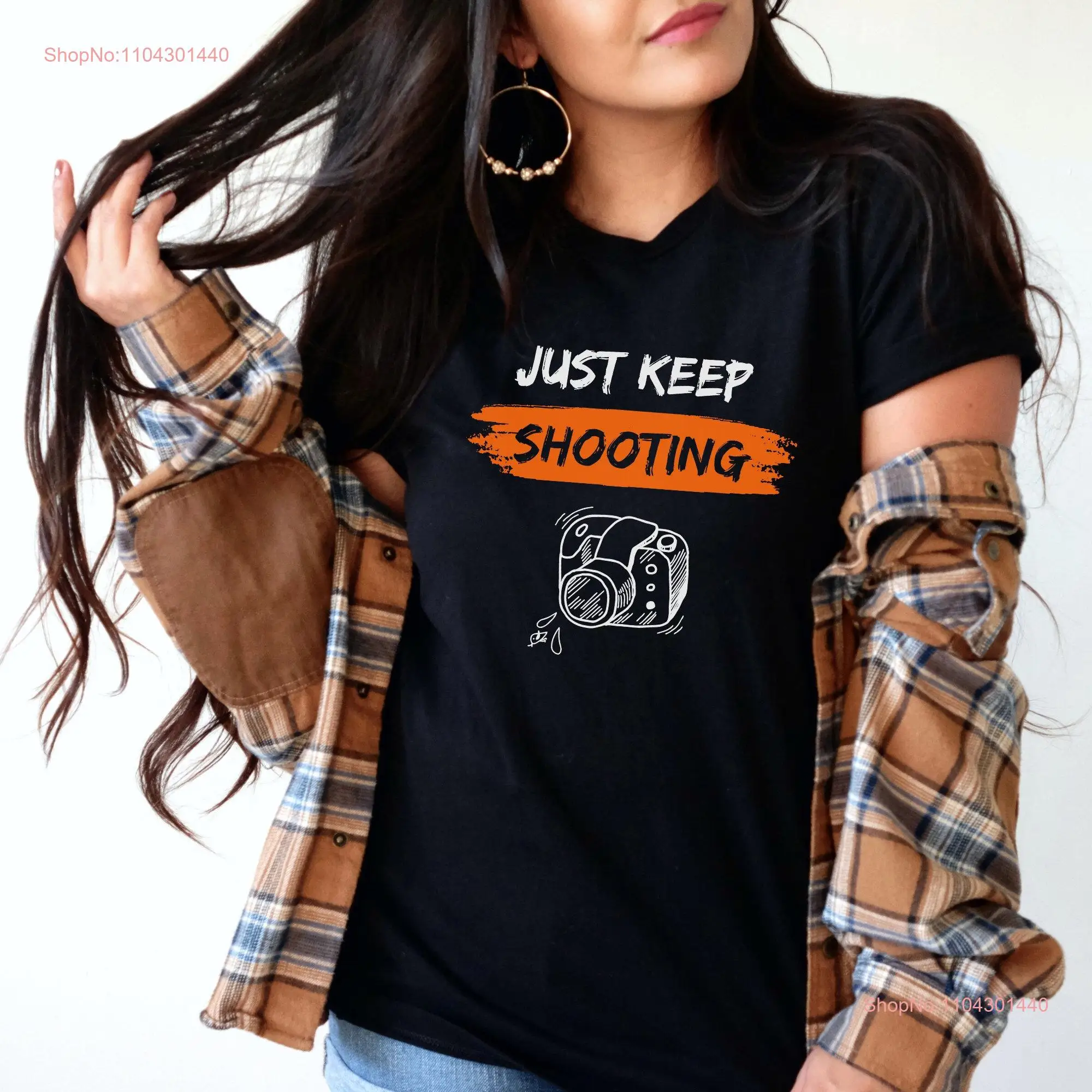 Just keep shooting T shirt Photography Funny Photographer Quirky Whimsical Witty Cheeky Humorous Original Unique Cool