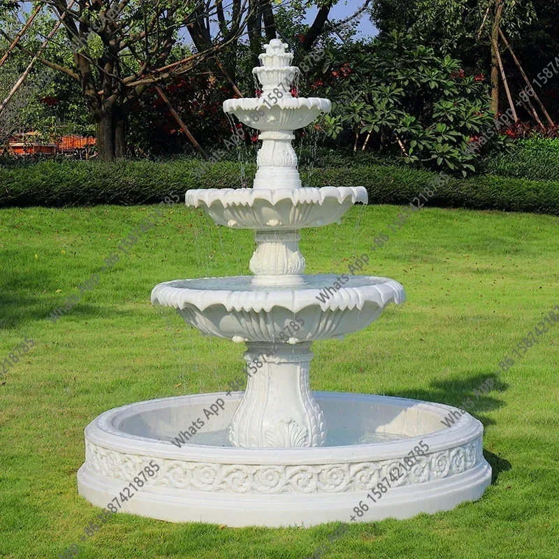 Outdoor garden, fish pond, water feature, courtyard floor-to-ceiling decoration Large European-style flowing water fountain,