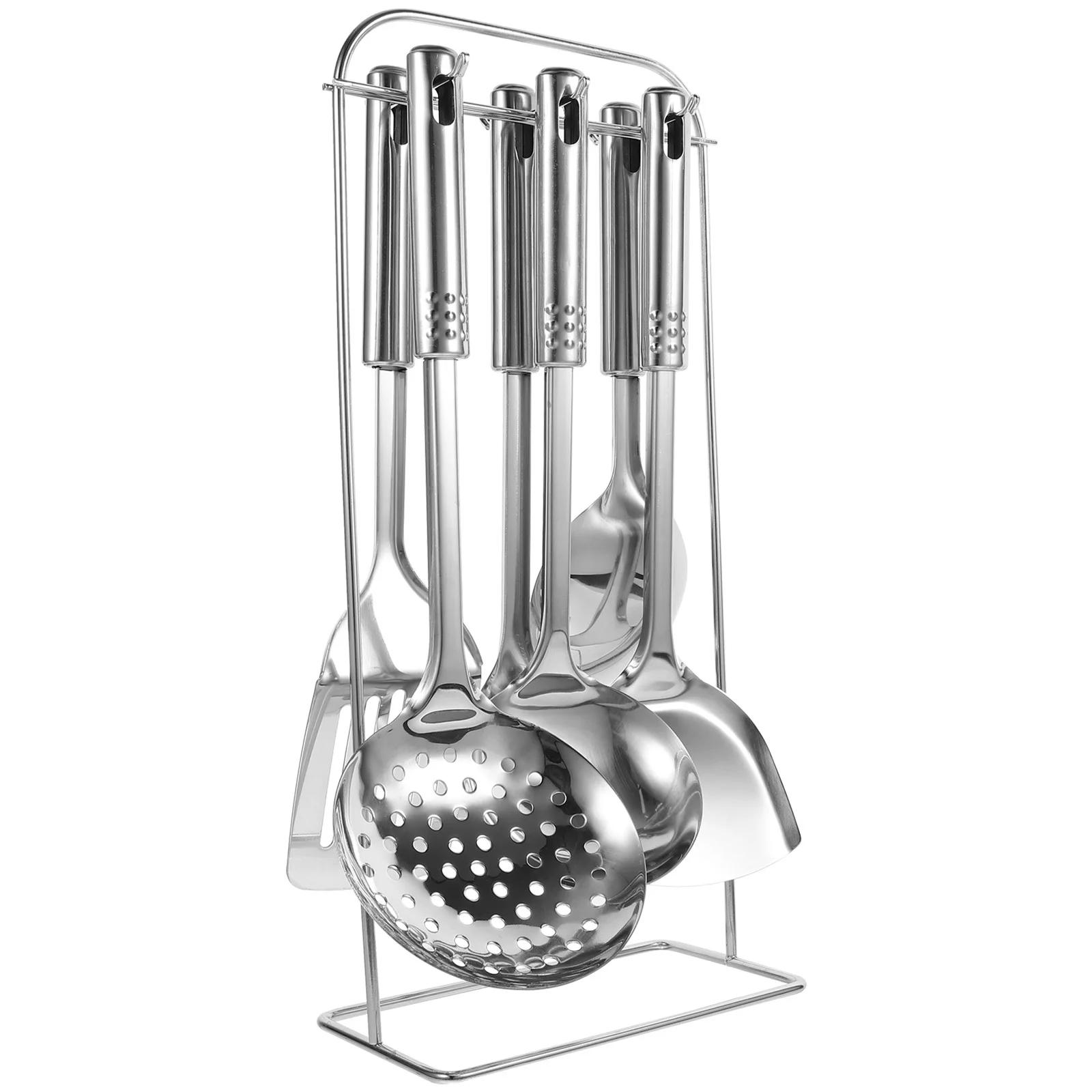 

1Set Kitchen Utensils Set Nylon Stainless Steel Nonstick Heat Resistant Cooking Tools Rack Household Cooking Utensils Kitchen