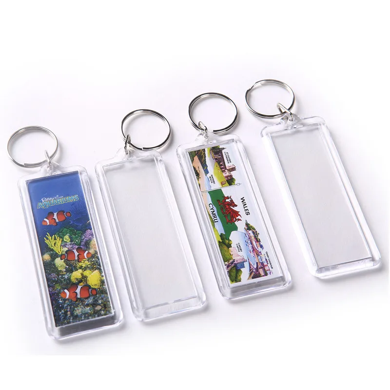 사각형 빈 아크릴 삽입 사진, Sleuteling Houder Diy 분할 링, Sleutelanger Voor, 50PCs 썸네일 3