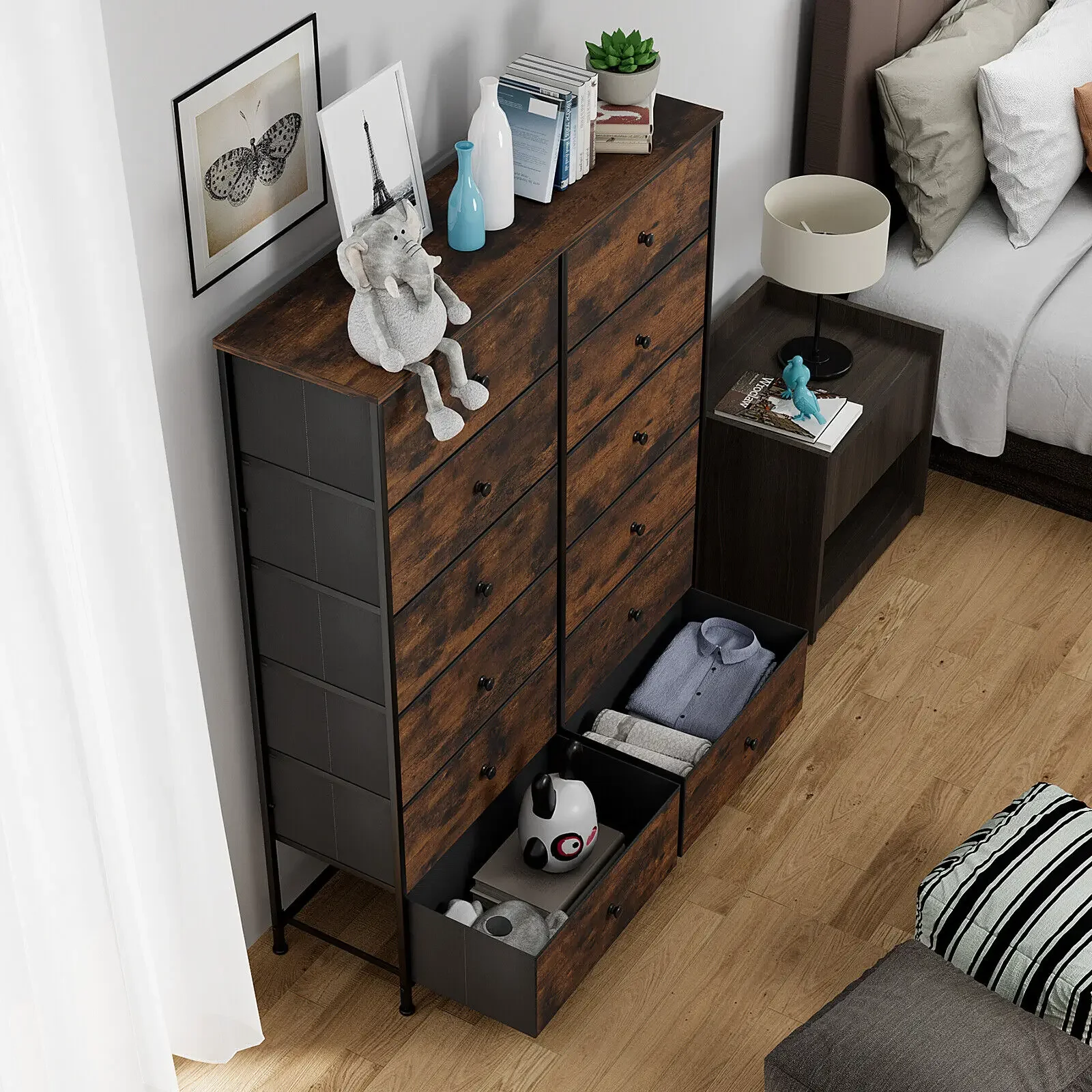 Tall Dresser for Bedroom with 12 Drawers,Chests of Drawers, Fabric Dresser for Bedroom,Closet,Fabric Storage Dresser,Steel Frame image 6