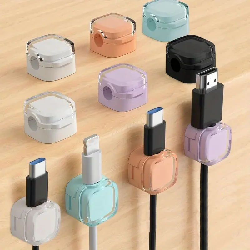 6 PCS Magnetic Cable Clips Cable Smooth Adjustable Cord Holder Under Desk Cable Management Wire Keeper Colorful Cables Organizer