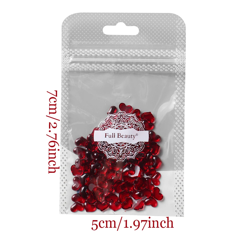 Breloques pour ongles en forme de cœur d'amour rouge 3D pour la saint-valentin, 100 pièces, pierres précieuses à fond plat de haute qualité pour décorations de manucure à faire soi-même