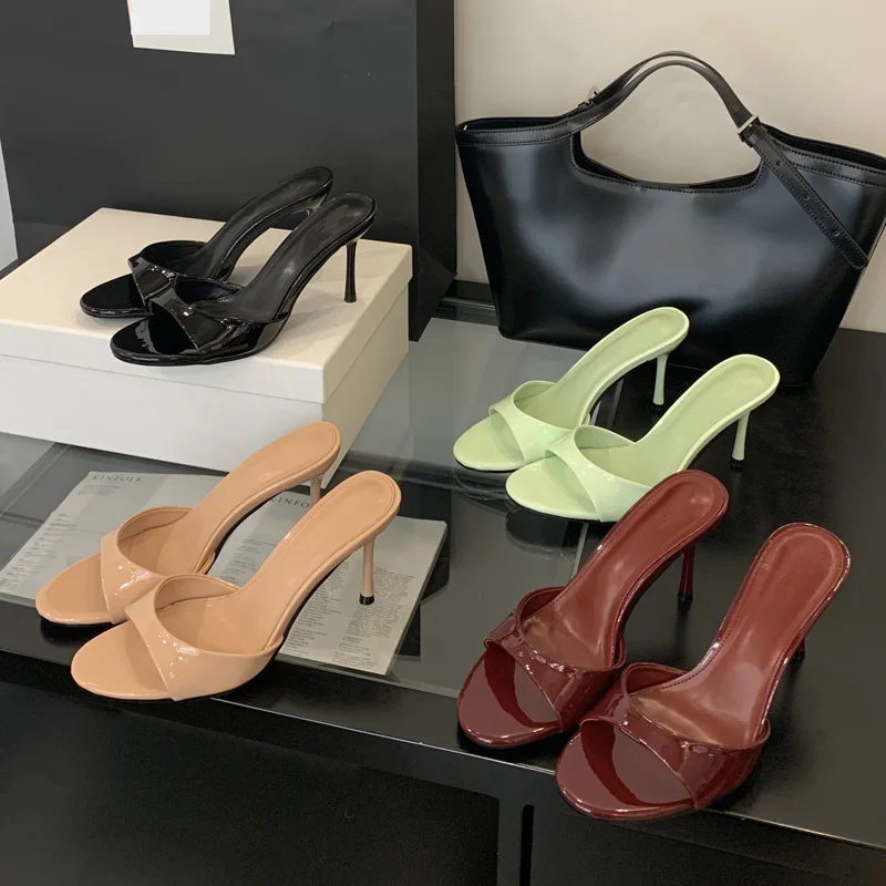 Eilyken 2026 New Summer Fashion Open Toe Women Slipper Slip On Elegant Thin Heel Dress Pumps Ladies Slides Zapatillas De Mujer
