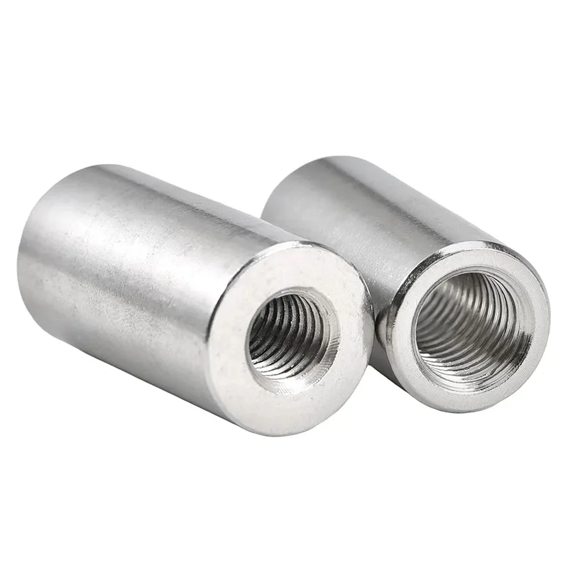 1-10Pcs 304 Stainless Steel M8 M10 M12 M14 M16 M20 Round Coupling Nuts Long Extend Round Connector Nuts Rod Female Thread