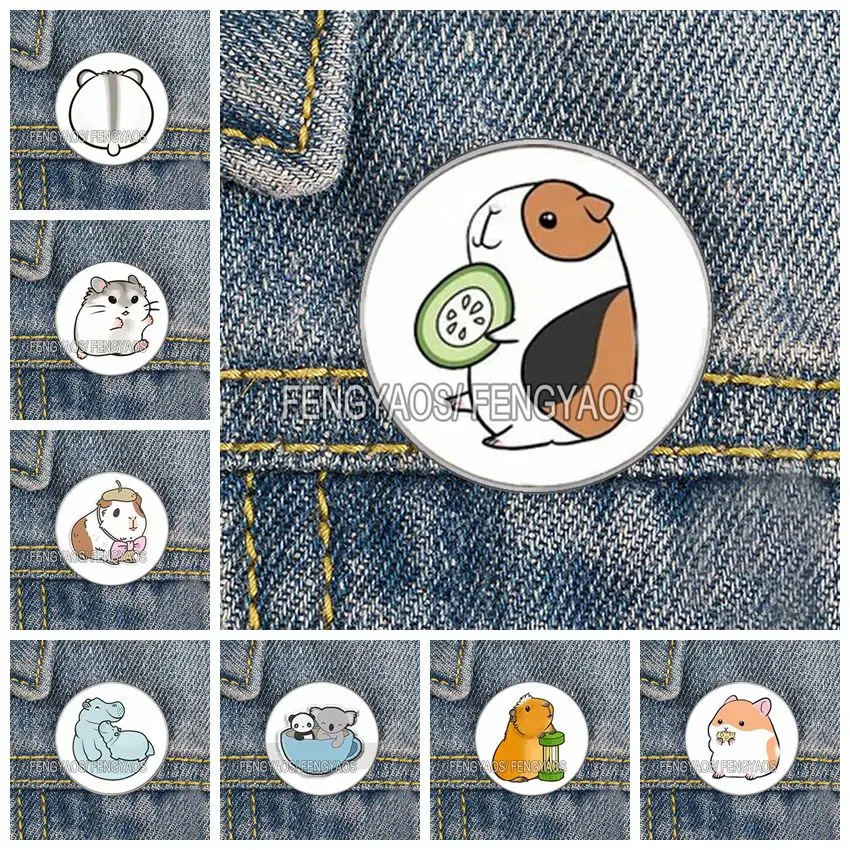 Stainless Steel Cute Guinea Pig Brooch Custom Hamster Pin Lovely Mouse Shirt Lapel Pins for Friends