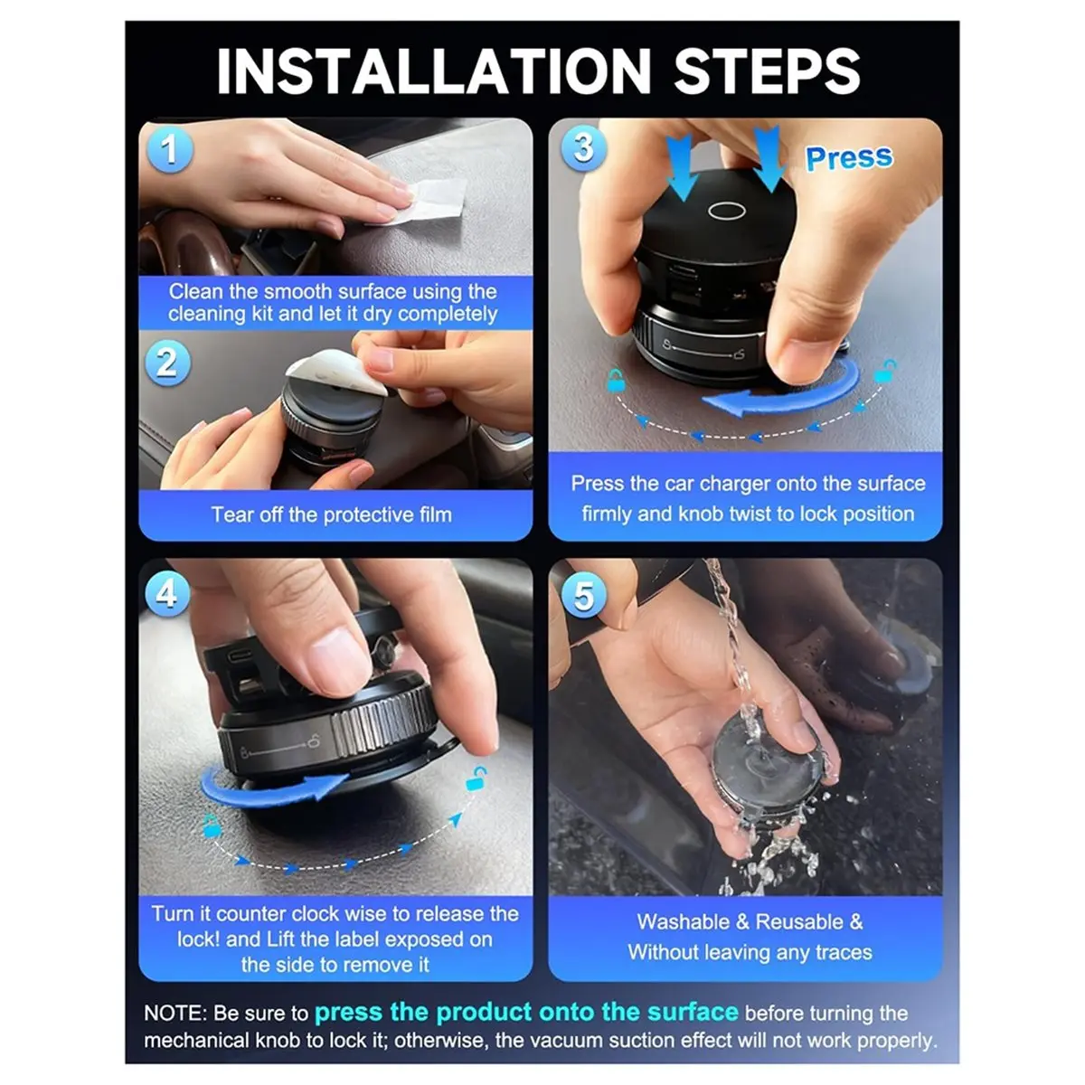 Dynamic Vacuum Magnetic Car Phone Holder 360° Strongest Ultra Suction Cup Phone Mount for MagSafe Dashboard Cell Phone Holders