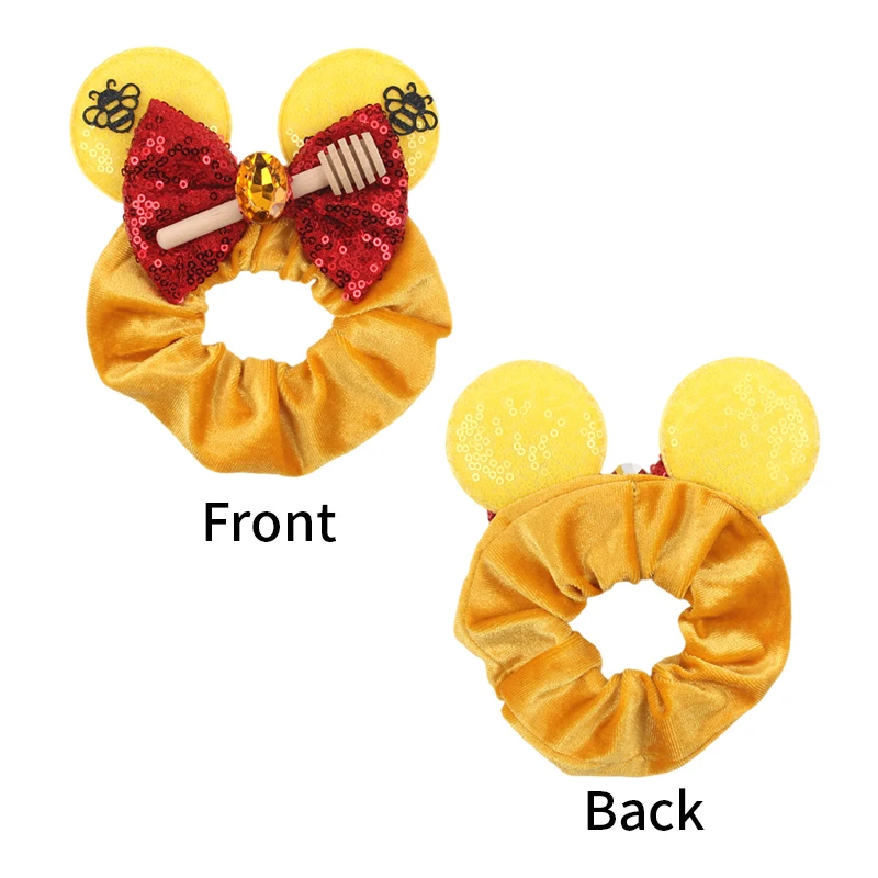 Hot Christmas Disney Ears Hair Scrunchies Velvet Elastic Hairbands For Girls Sequins Bows Headband Women Halloween Trip DIY Acce