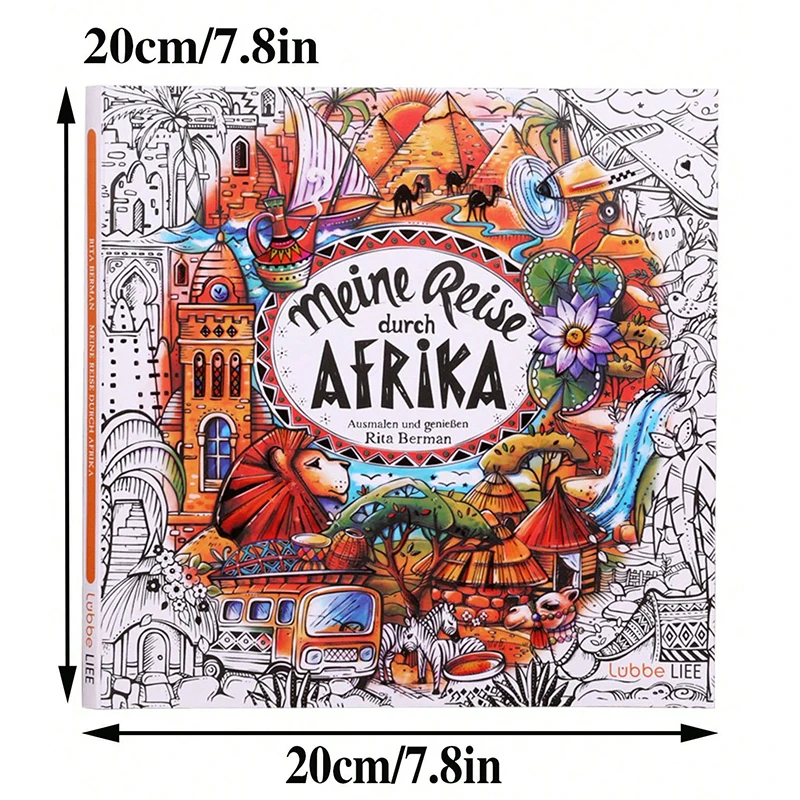 1pcs Creative Coloring Book; Adult Coloring Book; African Journey Coloring Book; Birthday Gift; Festival Gift.