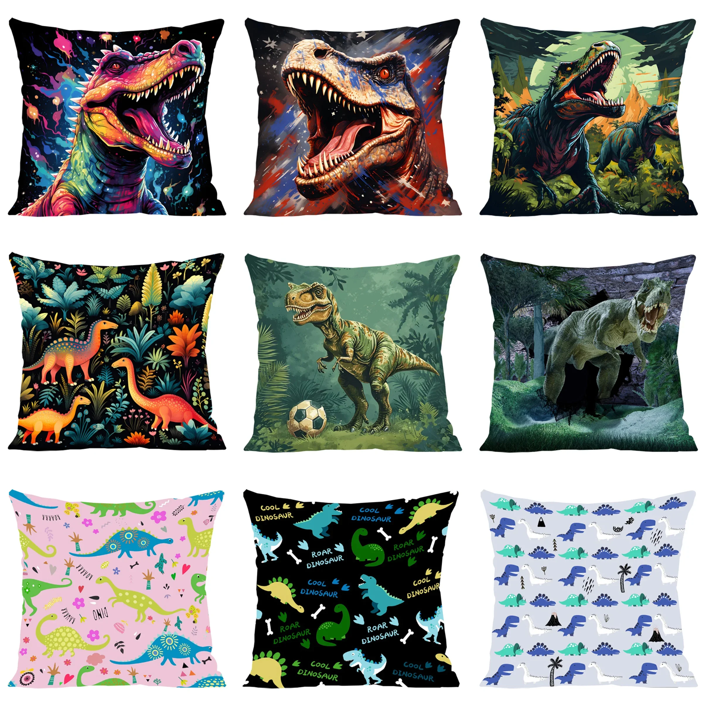 

Dinosaur Land Pillow Cover Sofa Decoration 40x40 Cushion Cover Children's Room Decorative Pillow Cover Kids Exquisite Gift