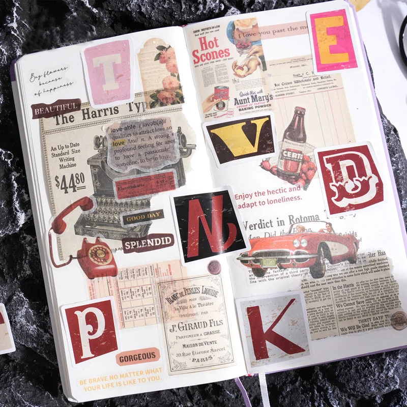 52pcs Retro Colorful English Letter Sticker DIY Decorative Diary Notebook Phone Scrapbook Cute Stickers Cheap Kawaii Stationery