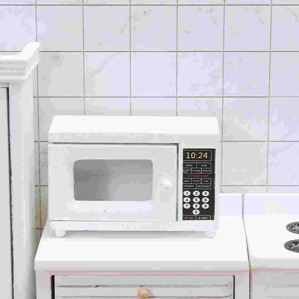 Microwave Oven Model Mini House Wooden Adornment Vintage Home Decor Miniature Supplies Toy Furniture Household