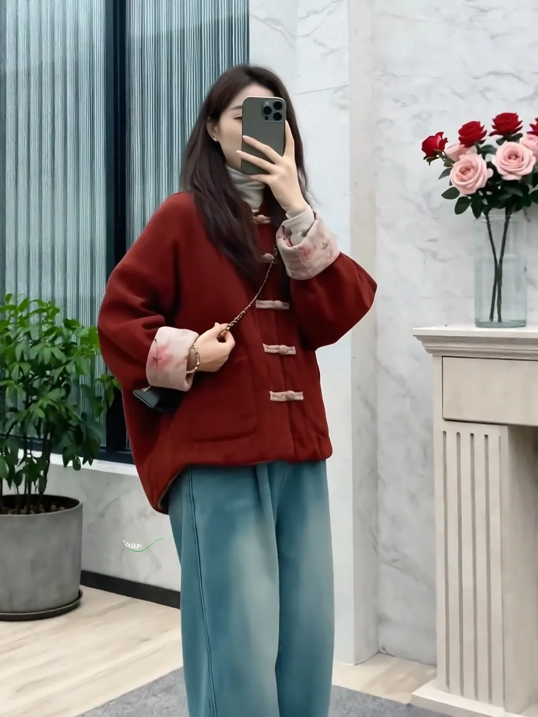 เสื้อโค้ทผ้าฝ้ายสองด้านสไตล์เกาหลีสำหรับผู้หญิง แฟชั่นทรงสลิม ทรงตรงแบบจีน แขนยาว