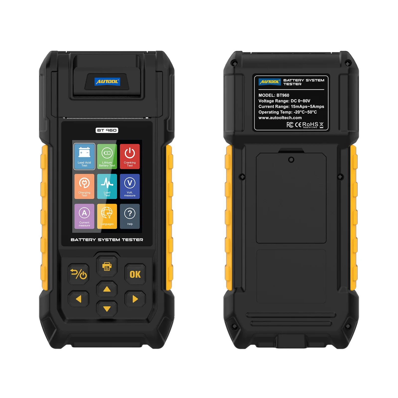 BT960 Lithium Ion 12v Golf Cart Car Household Auto Cell Digital Car Automotive Battery Load Checker Tester With Printer
