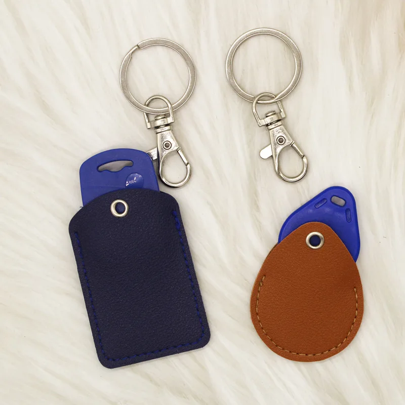 

Square Elevator Card Case PU Leather Waterdrop Keychain Card Holder Ins Style Access Card Cover for Community Gate ID Cover
