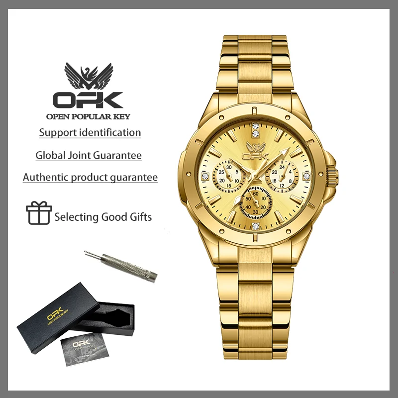 

OPK Original Women's Watches Luxury Quartz Watch Stainless Steel Strap Gold Waterproof Luminous Gift Bracelet Female Wristwatch