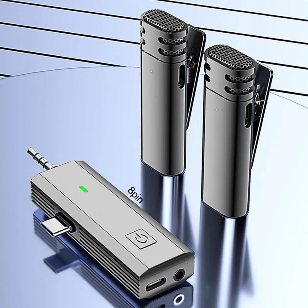 Wireless Lavalier Microphone 3.5mm Jack Interface Microphone Ultra-low Delay Wireless Dual Lavalier Microphone with for Video