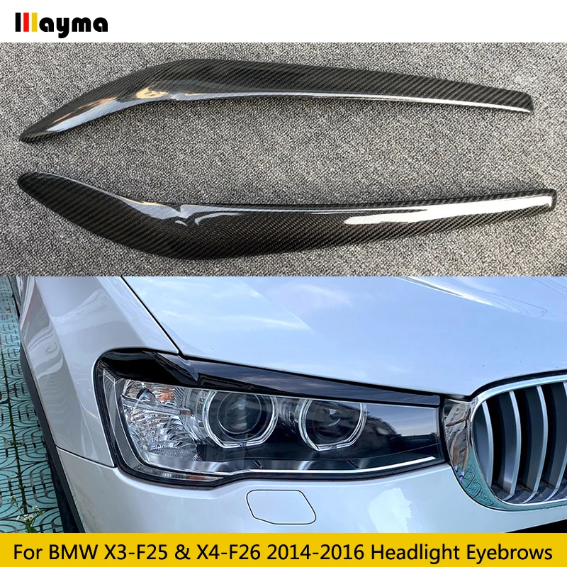 

Carbon Fiber Car Front Bumper Headlight Eyebrows Eyelid Covers For BMW X3 F25 X4 F26 20i 28i 2014 - 2016 Decorative Cover Trims