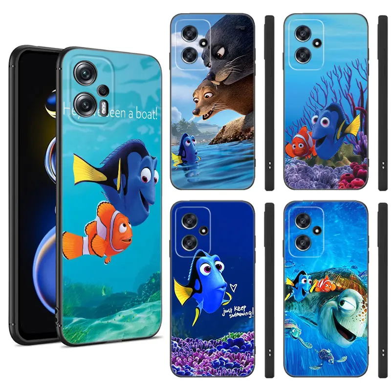 Finding Nemo Dory Black Silicone Phone Case For Xiaomi POCO X3 X4 NFC F3 F4 GT F5 M3 M4 M6 X5 X6 Pro 5G C55 C65 M5