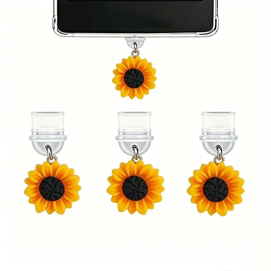 1/5/10/20/50/100pcs Small Sunflower Phone Dust Plug, Mobile Phone Additions Dedicated to Charging Ports And Headphone Jacks, Mob
