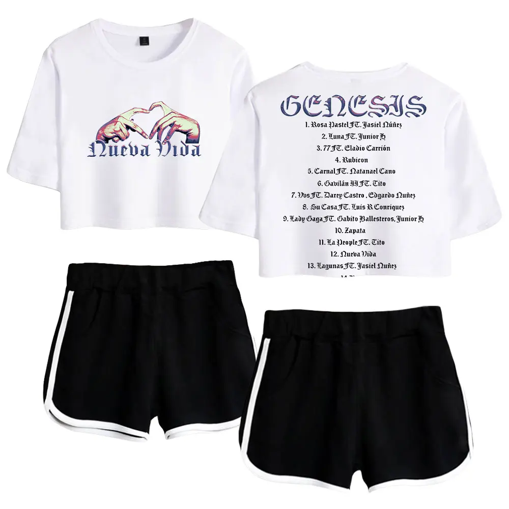 Peso Pluma Merch Ladies Tracksuit Two Piece Set Women Top and Shorts Casual Sportswear 2pcs Oufits Streetwear Clothes