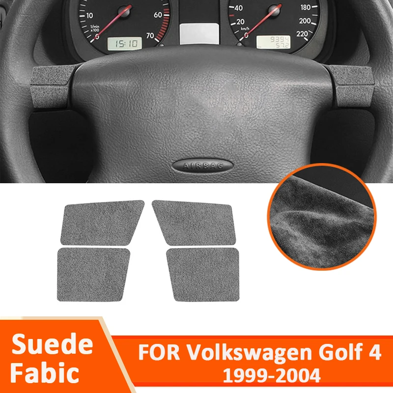 

For Volkswagen Golf 4 1999-2004 Soft Suede Fabic Car Steering Wheel Trim Cover Decorative Sticker Auto Interior Accessories