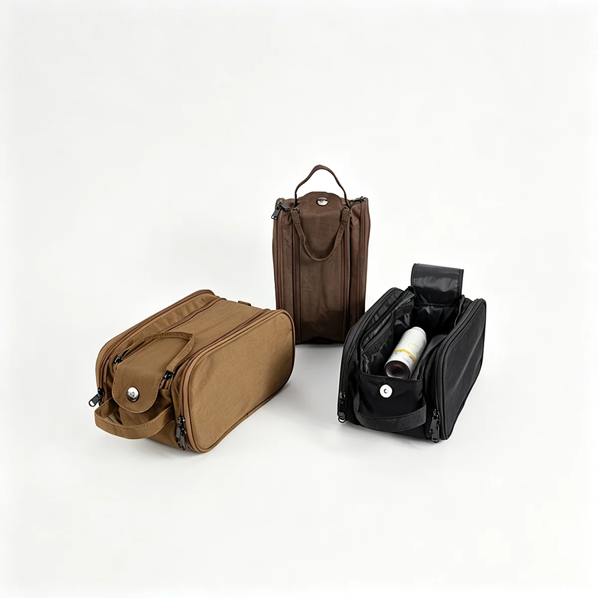 Strapazierfähige Nylon-Kosmetiktasche, leichte Reise-Toilettentasche mit Doppelreißverschluss, geräumiger Aufbewahrungsorganizer für Schreibtisch und Koffer, Unisex – Detail 2