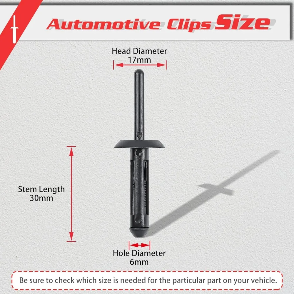 100PCS Nylon Car Rivet Clips, Universal Fit for Various Vehicle Models, Durable Fastener Replacement
