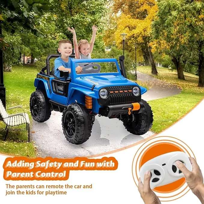 24V 2 Seater Ride On Car for Kids, Electric Truck with Remote Control, Ride on Truck w/ 4-Wheeler Suspension, 4x55W Powerful Engine, 4WD Battery Powered, LED Lights