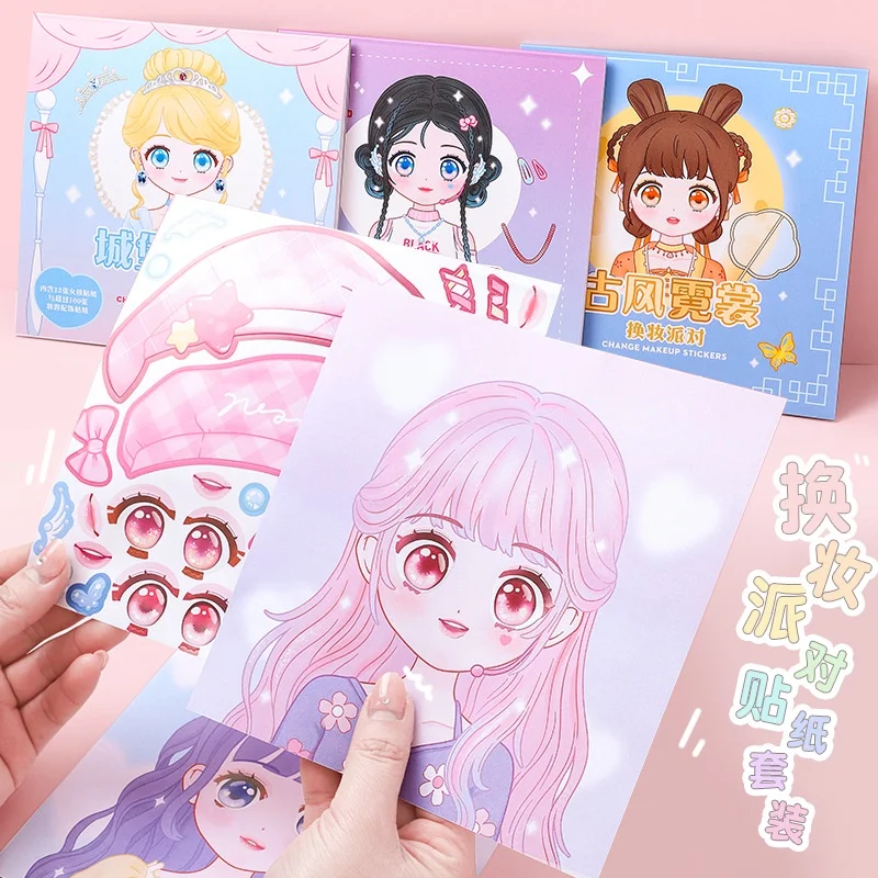 1 pz trucco cambia adesivi bambini e ragazze amano belle principesse cambia adesivi spogliatoio trucco mostra adesivi questo libro