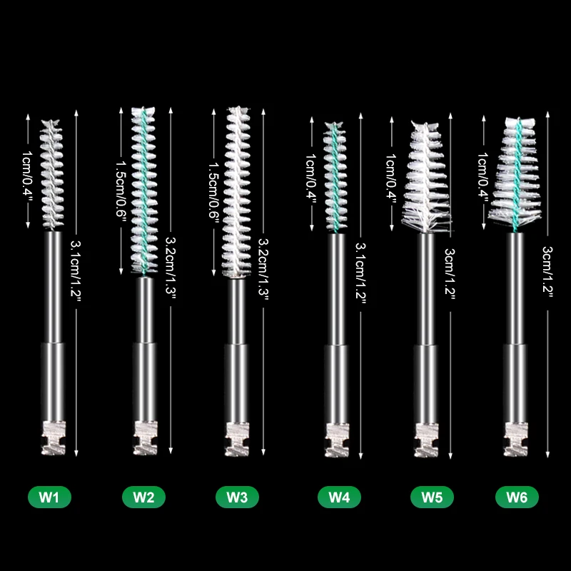 60Pcs Dentistry Root Clean Brush Nylon Interdental Clean Prophy Brushes RA Shank Long Short Sharp Type Dentist Tools