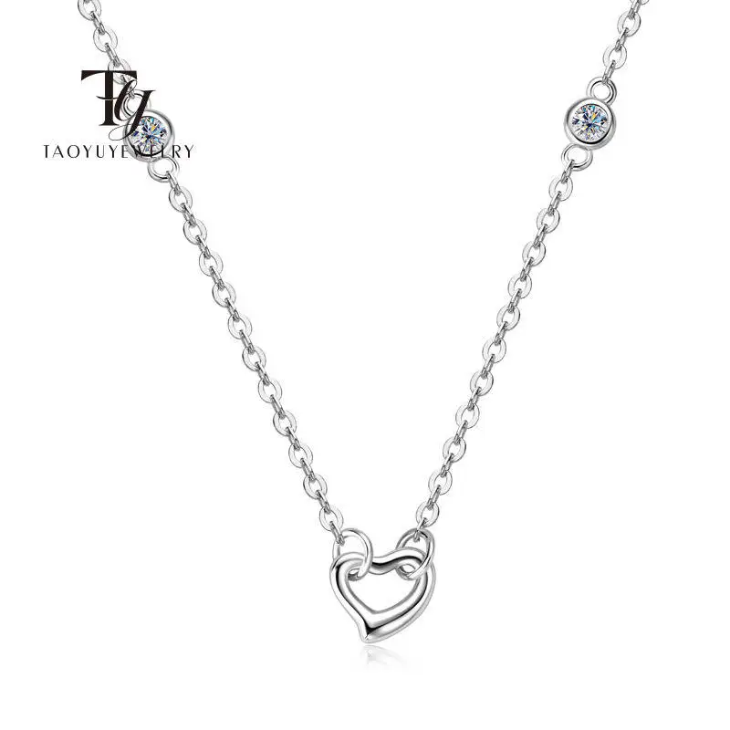 

Женское ожерелье из натурального муассанита, стерлинговое серебро 925 пробы, кулон в форме сердца, милая и модная цепочка на ключицу