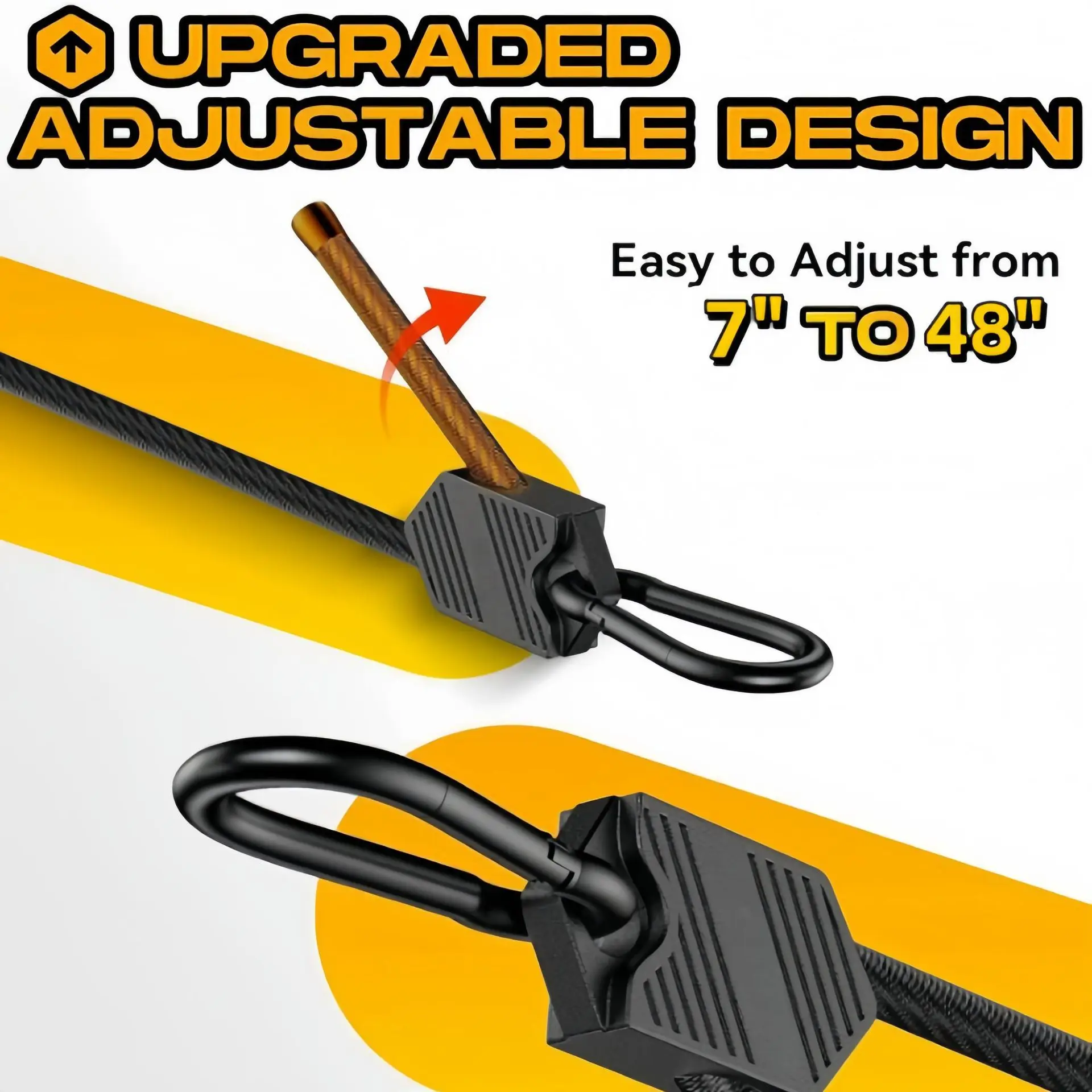 SEAMETAL 2 Stück robuste Gepäckverpackungsseile, elastisches Bungee-Seil, Befestigungsband mit Karabinerhaken für Radfahren, Camping, Outdoor – Detail 5
