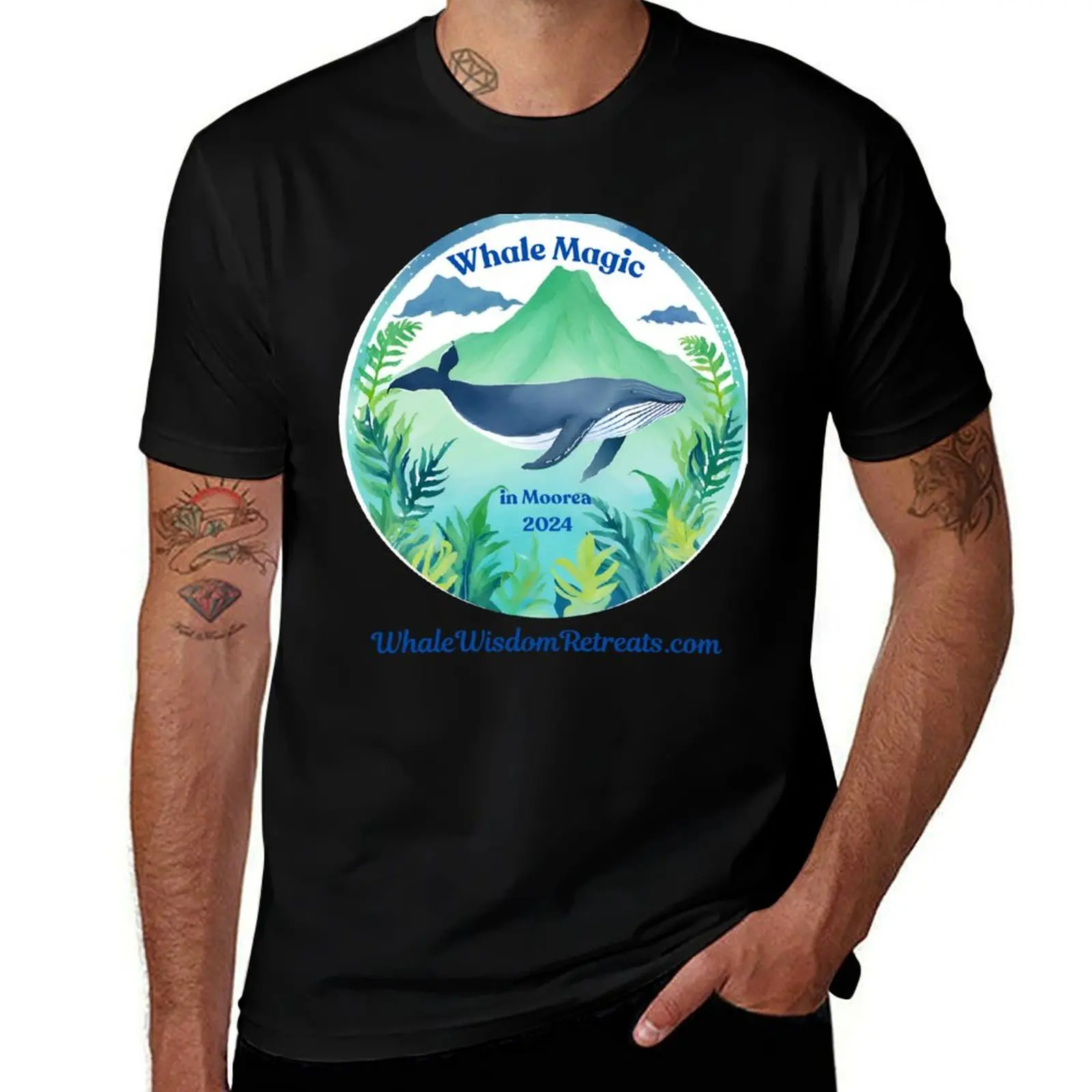 

Футболка с логотипом Whale Magic in Moorea 2024, винтажные футболки, рубашки с рисунком, персонализированные футболки для мужчин с графикой