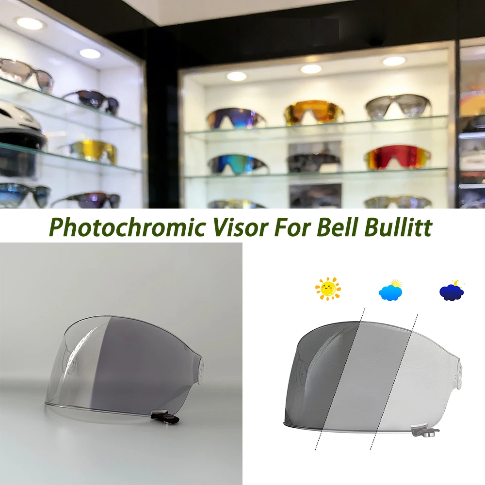 Visera Fotocromática Compatible con el Casco Bell Bullitt, Protector Facial con Protección UV, Accesorios para Casco