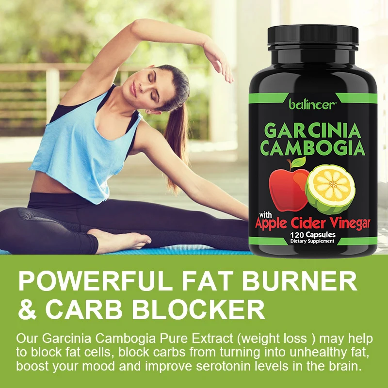 Garcinia Cambogia Extract + Apple Cider Vinegar, Appetite Suppressant, Fat Burner, Non-GMO, Gluten-Free