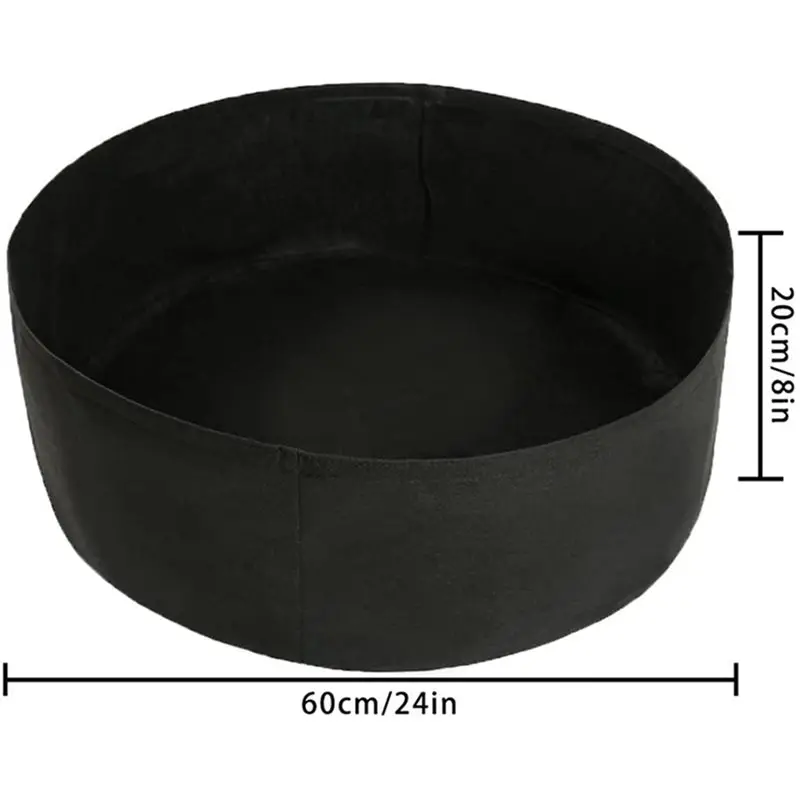 AT21-6X Raised Garden Bed Fabric Raised Planting Bed Garden Grow Bag For Herb Flower Vegetable Plants Dia 24 Inch X 8 Inch